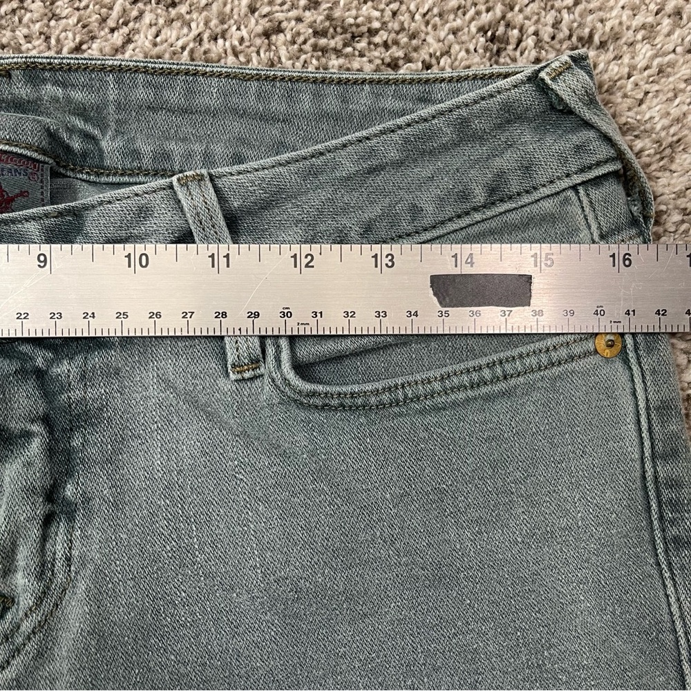 True Religion Becky Bootcut Flare Jeans Greenish Wash Size 30 Made in USA - Picture 11 of 14
